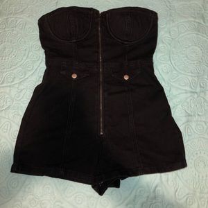 Black denim romper
